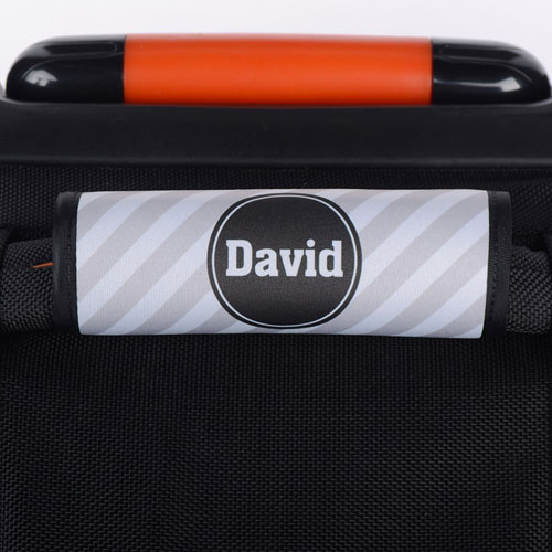 Grey Stripe Personalized Luggage Handle Wrap