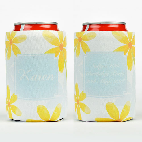 Watercolor Daisies Personalized Can Cooler