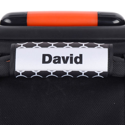 Black Circle Grey Frame Personalized Luggage Handle Wrap