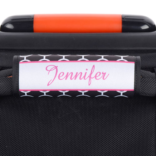Black Circle Pink Frame Personalized Luggage Handle Wrap