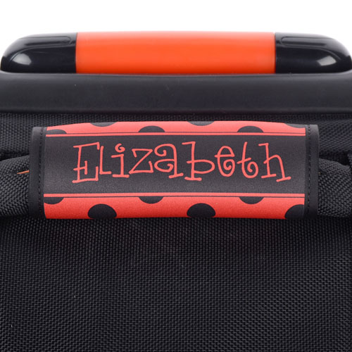Black and Red Polka Dot Personalized Luggage Handle Wrap