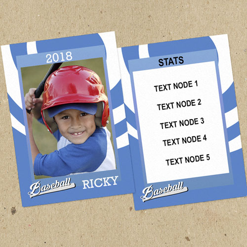 Swirl Baseball Personalized Photo Trading Cards Blue  Set Of 12