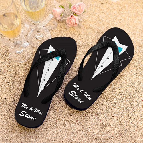 Mr. Personalized Wedding Flip Flops, Women Medium