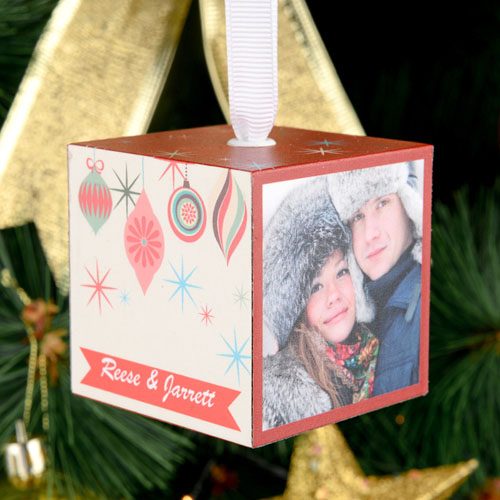 Christmas Ornament Personalized Wooded Cube Ornament