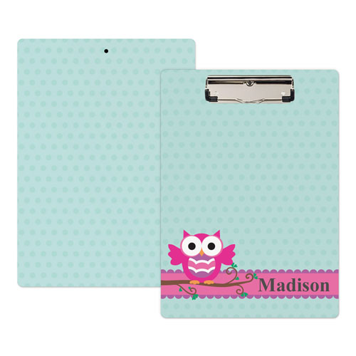 Pink Owl Personalized Clipboard