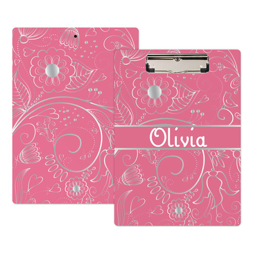 Pink Floral Personalized Clipboard