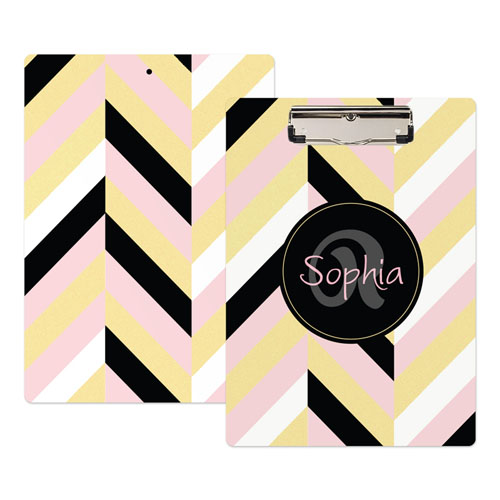 Gold Pink Black Stripe Personalized Clipboard