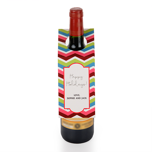 Chevron Holiday Personalized Wine Tag, set of 6