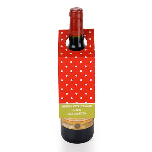 Red Polka Dots Personalized Wine Tag, set of 6