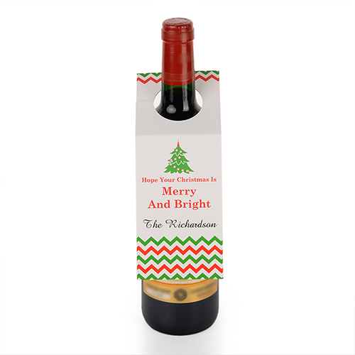 Christmas Tree Personalized Wine Tag, set of 6