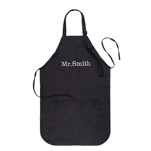 24 x 28 Personalized Embroidered Large Adult Apron, Black