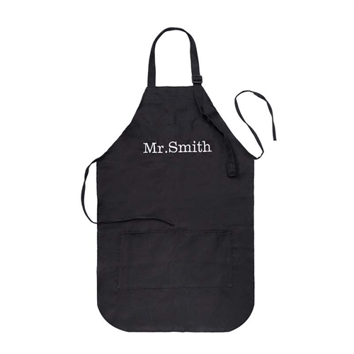 22 x 24 Personalized Adult Apron with Embroidered Name, Black