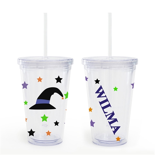Witch Hat Personalized Halloween Acrylic Double Wall Tumbler
