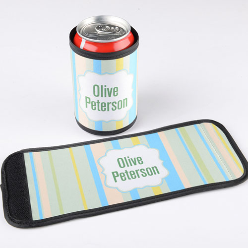 Pastel Stripe Personalized Can And Bottle Wrap