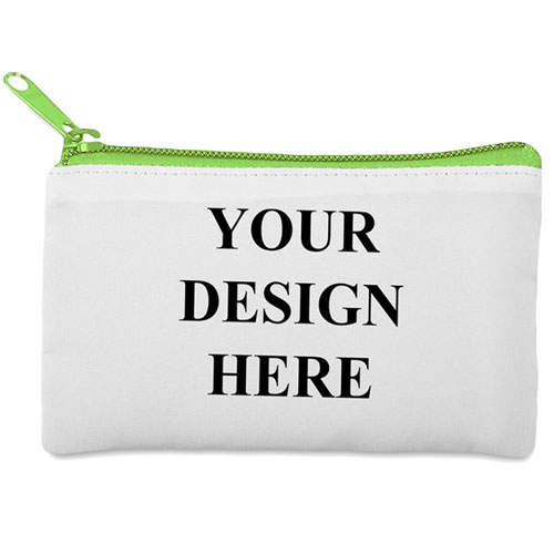 Custom Full Color Print Medium (2 Side Same Image) Green Zipper Cosmetic Bag