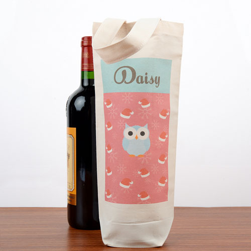 Owl Personalized Wine Cotton Tote