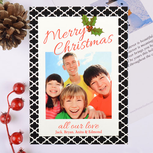 Geometric Pattern Personalized Photo Christmas Card