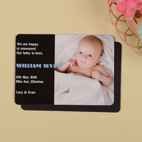 Initially Girl Black Birth Announcement Photo Magnet