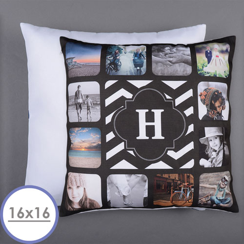 Monogrammed Personalized 12 Collage Photo Pillow 16