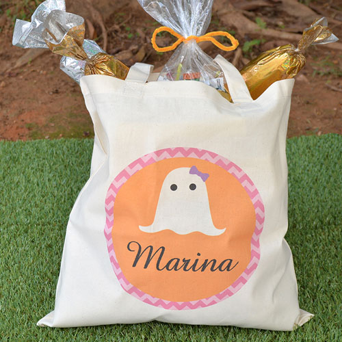 Ghost Halloween Personalized Name Tote for Girl