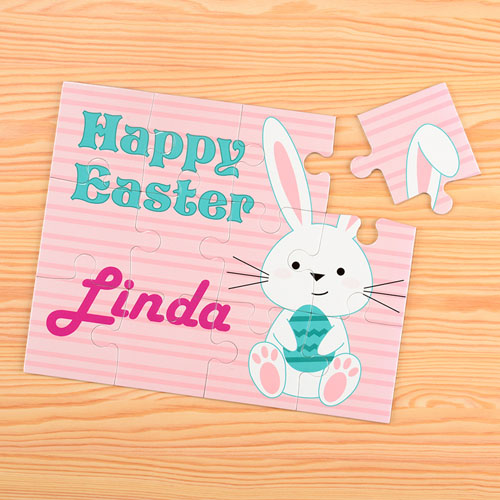 Easter Bunny and Egg Personalized Kids Puzzle