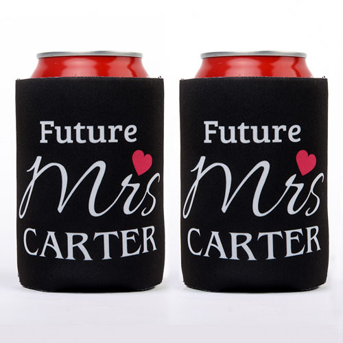 Love Future Mrs. Personalized Can Cooler, Black