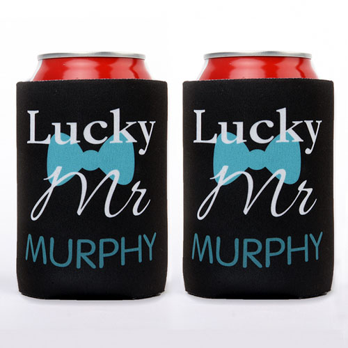 Lucky Mr. Personalized Can Cooler, Black