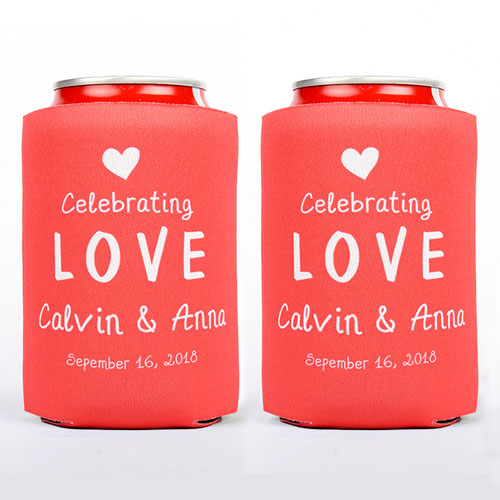 Celebrating Love Personalized Wedding Can Cooler