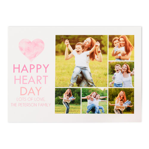 Watercolor Collage Photo Personalized Valentine’s Card, 5x7 Flat