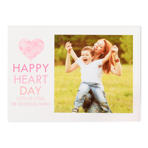 Watercolor Personalized Photo Valentine’s Card, 5x7 Flat
