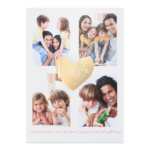 Gold Foil Heart Personalized Photo Valentine’s Card