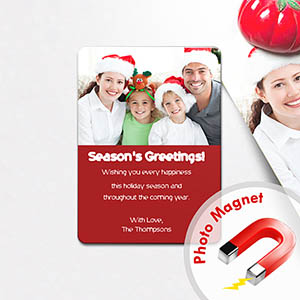 Season’s Greetings Photo Magnets, Red