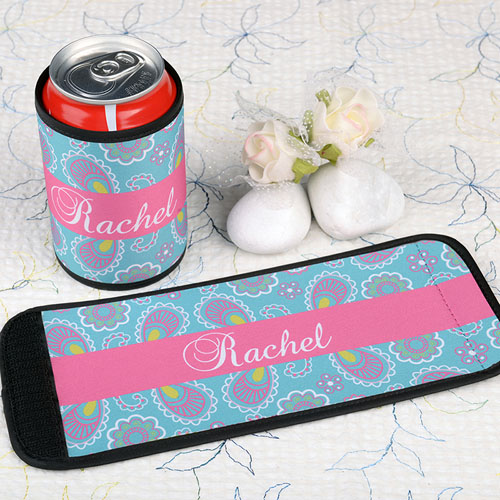 Turquoise Pattern Personalized Can And Bottle Wrap