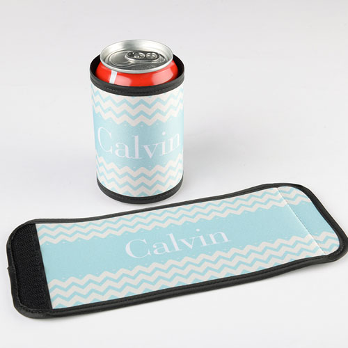 Mint Chevron Personalized Can And Bottle Wrap