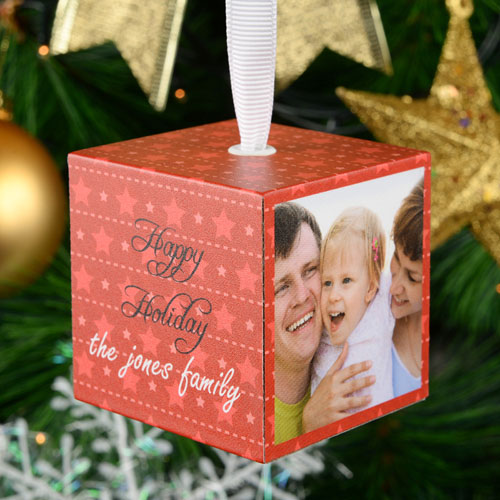 Christmas Star Personalized Wood Photo 2” Cube_copy