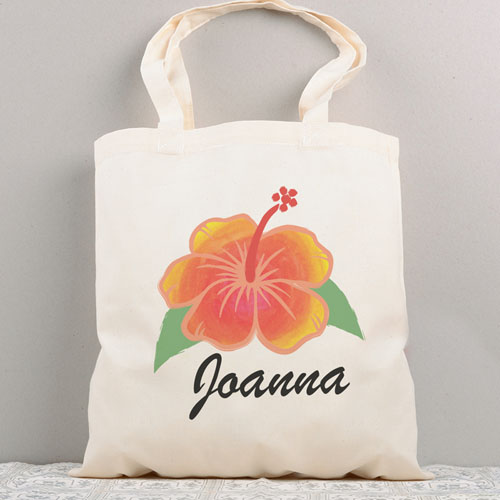 Tropical Flower Personalized Summer Cotton Tote