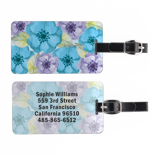 Watercolor Floral Landscape Personalized Luggage Tag