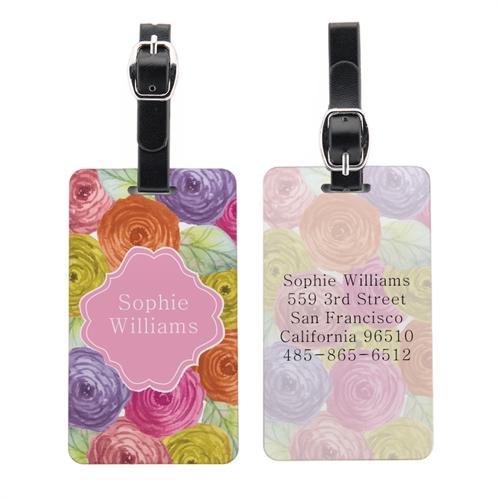 Watercolor Floral Portrait Personalized Luggage Tag