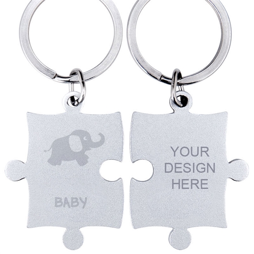 Customized Baby Elephant Engraved Puzzle Keychain