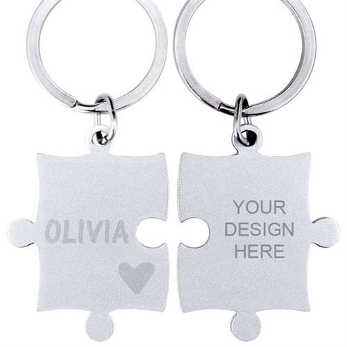Heart Personalized Engraved Puzzle Keychain