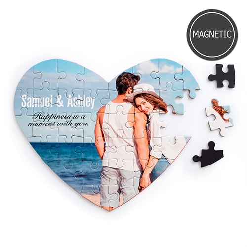 Personalized Images and Message Heart-Shaped Magnetic Puzzle