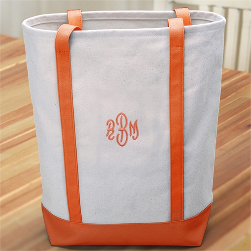 Personalized Medium Embroidered Tote Bag, Orange
