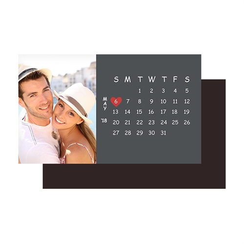 Create Grey Save The Date Photo Calendar 2x3.5 Card Size Magnet