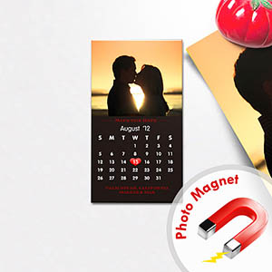 Create Black Save The Date Portrait Calendar 2x3.5 Card Size Magnet