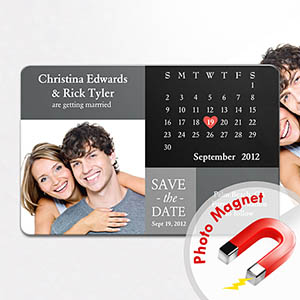 Personalized Fridge Large Calendar Save The Date Photo Magnet, Initial Black