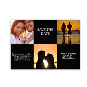 Tie the Knot Cards, 3 Photo Collage Black