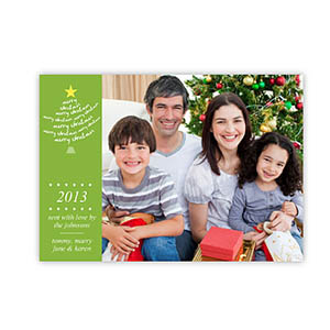 Holiday Photo Cards, Green Snowflake Tree