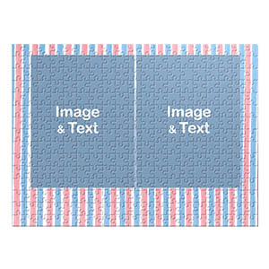 Two Collage Photo Jigsaw, Pink and Blue Watercolor Stripes