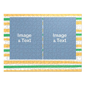 Two Collage Photo Jigsaw, Green and Yellow Watercolor Stripes
