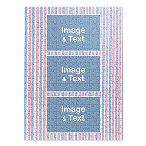 Three Collage Portrait Puzzle, Pink and Blue Watercolor Stripes